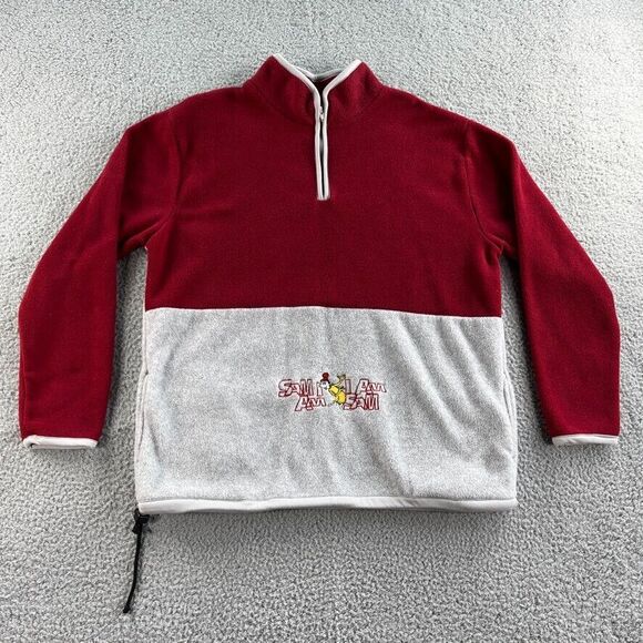 NEW‎ Dr.Seuss Brand Sweater Mens Medium Red Pullover Fleece Sweatshirt 1/4 Zip